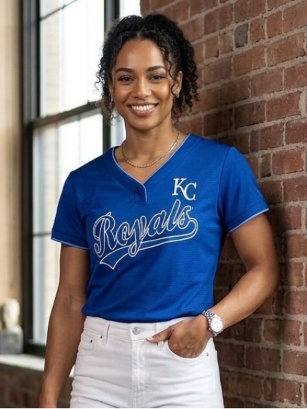 Women's Royal Blue KC Royals Jersey Size Small Short Sleeve Genuine Merchandise